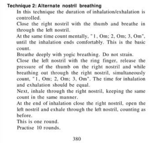 Alternate nostril breathing