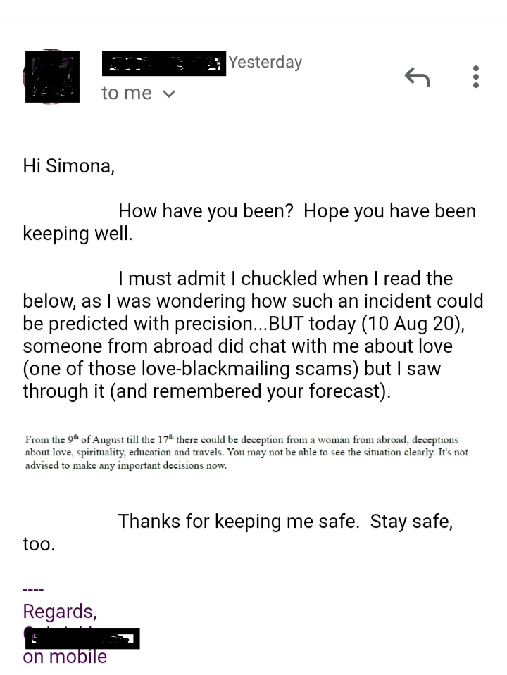 Anonymous Life Forecast Feedback