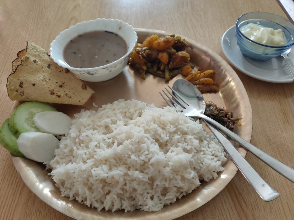 My last proper meal in Nepal was Dal Bhat - the most usual meal in Nepal.